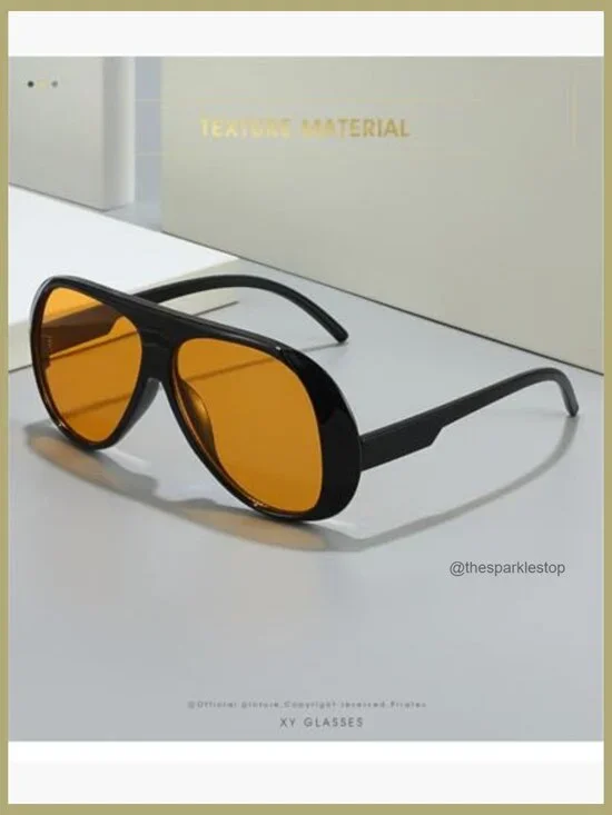 Oversized Aviator Sunglasses, Square Frame, UV 400 Protection, Plastic - Picture 7 of 7